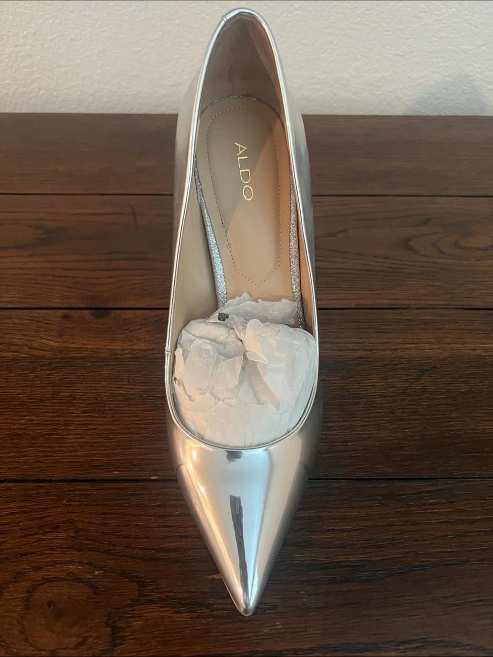 Aldo Metallic Silver Pointed Toe Stiletto Heels